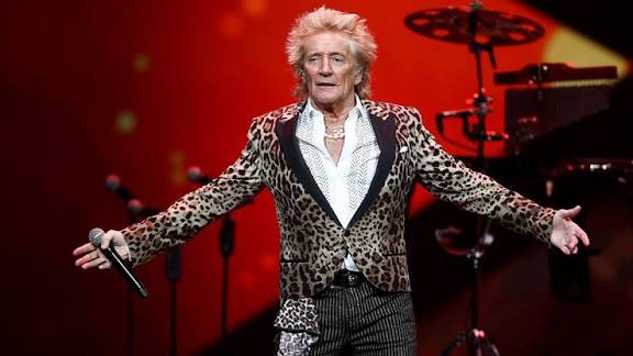 Rod Stewart performing live on stage
